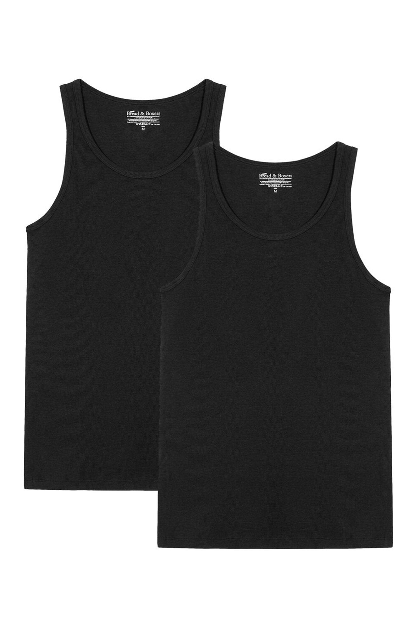 Bread & Boxers Pack 2 camisetas sin mangas de algod&oacute;n org&aacute;nico negras