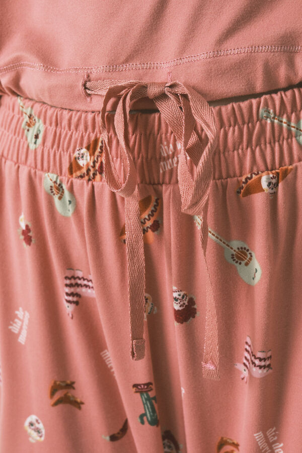 Women'secret Duga pidžama roze pidžama od flis "La Catrina". Narandžasta