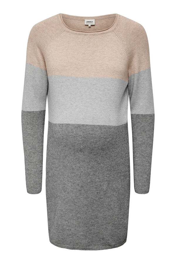 Only Maternity Vestido de punto premam&aacute; estampado rayas nude