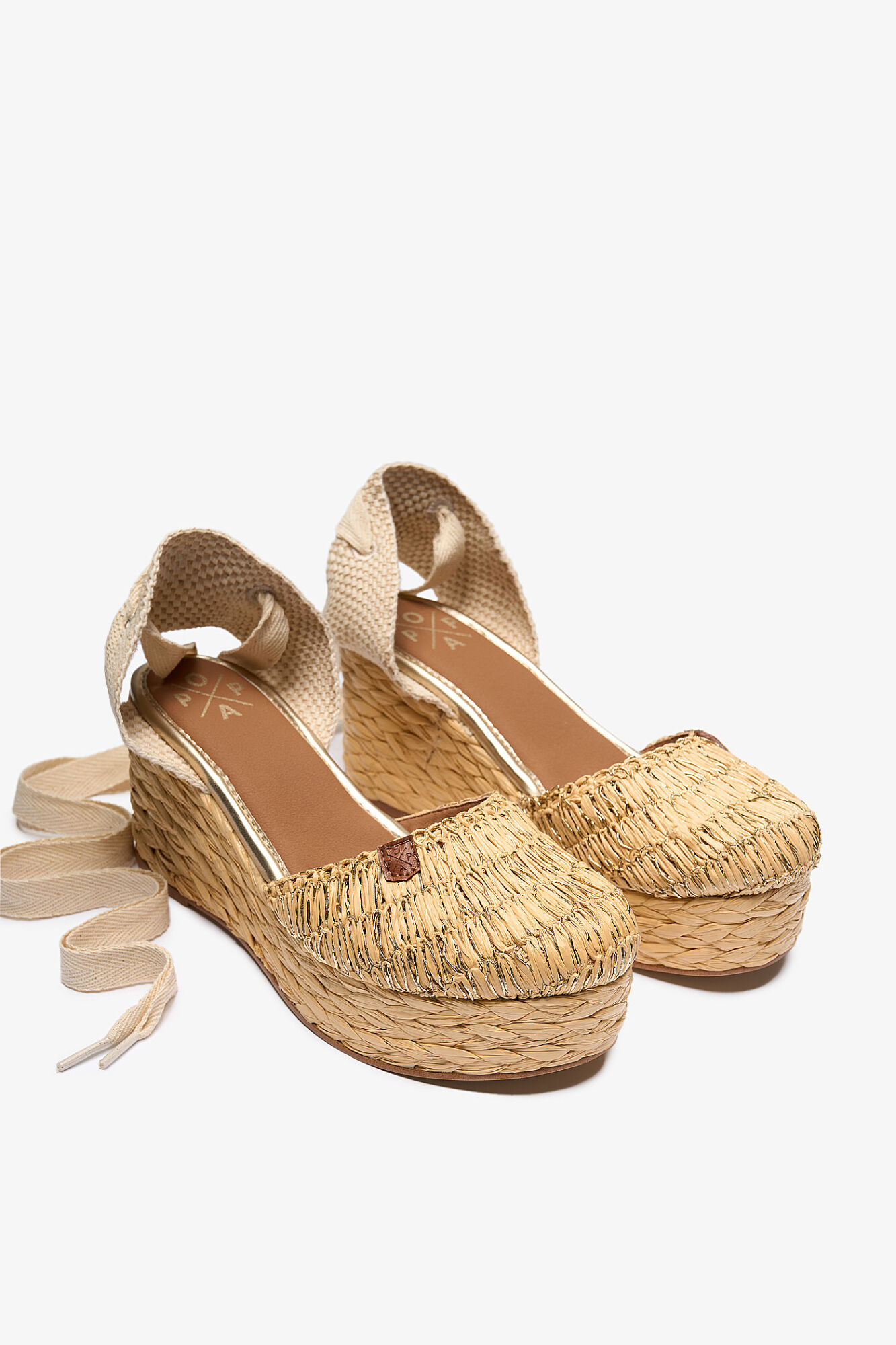 Popa Zushi raffia low wedge sandal