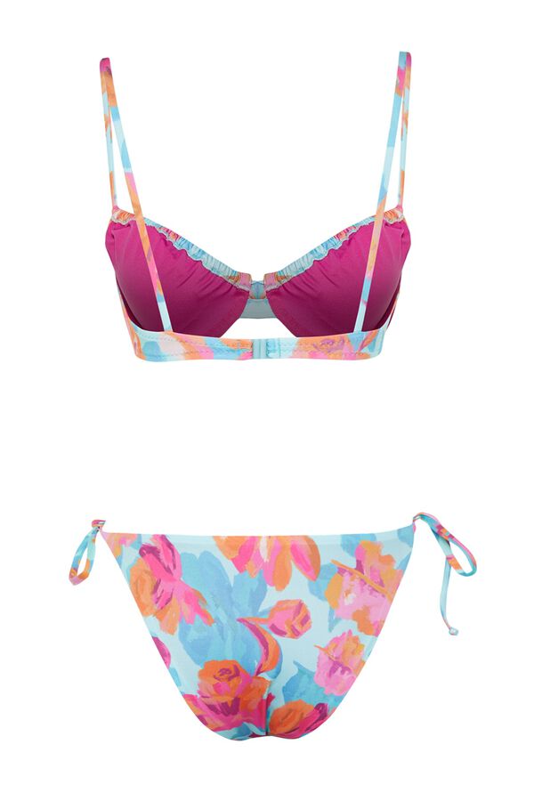 Trendyol Floral ruched bikini set printed