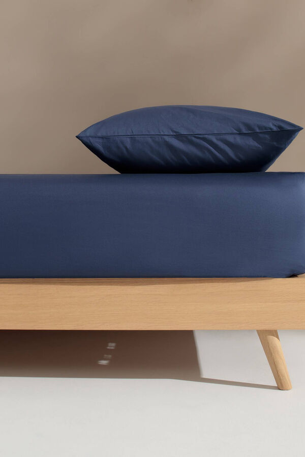 Womensecret Spannbetttuch Bio-Baumwolle. Bett 80-90 cm. Blau