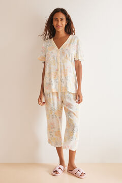 Womensecret Pyjama Capri imprimé floral beige