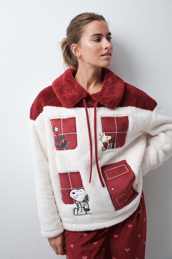Women'secret Pyjama long moelleux et polaire Snoopy beige