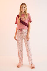 Womensecret Long 100% cotton paisley trousers pink
