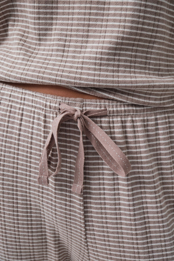 Women'secret Brown striped long pyjamas nude
