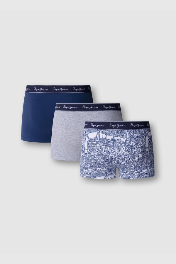 Pepe Jeans Pack 3 boxer liso y estampado azul
