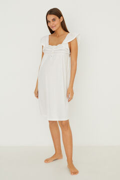 Womensecret Short, white flounced "maternity" nightgown white