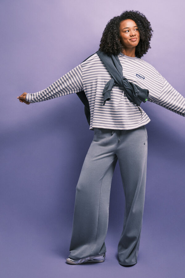 HI&BYE Black striped cotton T-shirt black