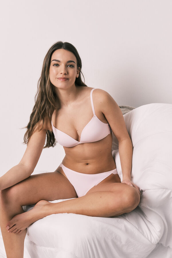 Women'secret Pink lace triangle padded bra CHARMING pink