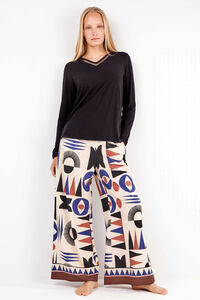 Gisela Long trouser with geometric motifs