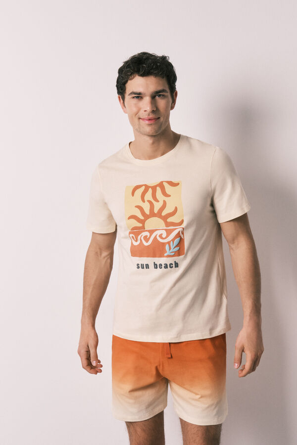 Women'secret Men's short pyjamas cotton gradient print nude