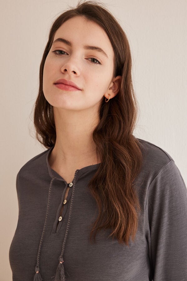 Womensecret Alul kiszélesedő szürke póló, 100% pamutból szürke