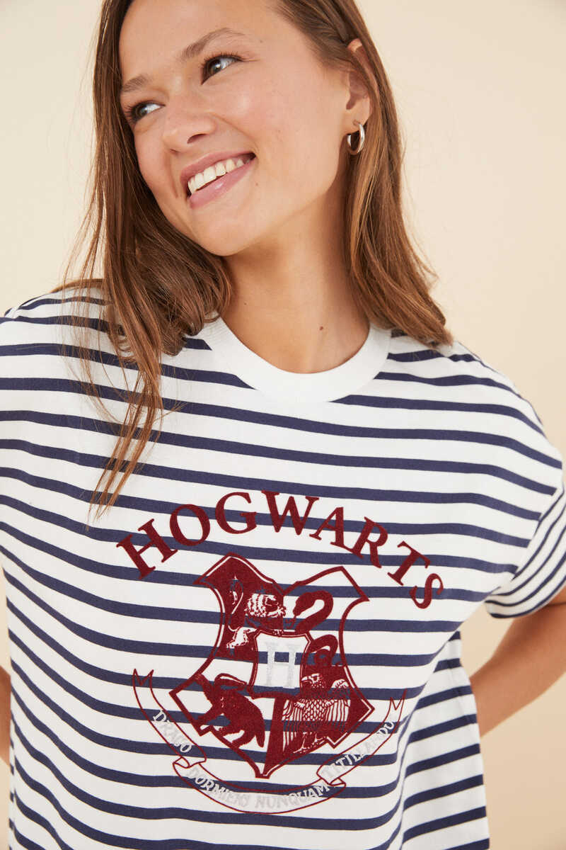 Womensecret Harry Potter striped short-sleeved T-shirt in 100% cotton blue