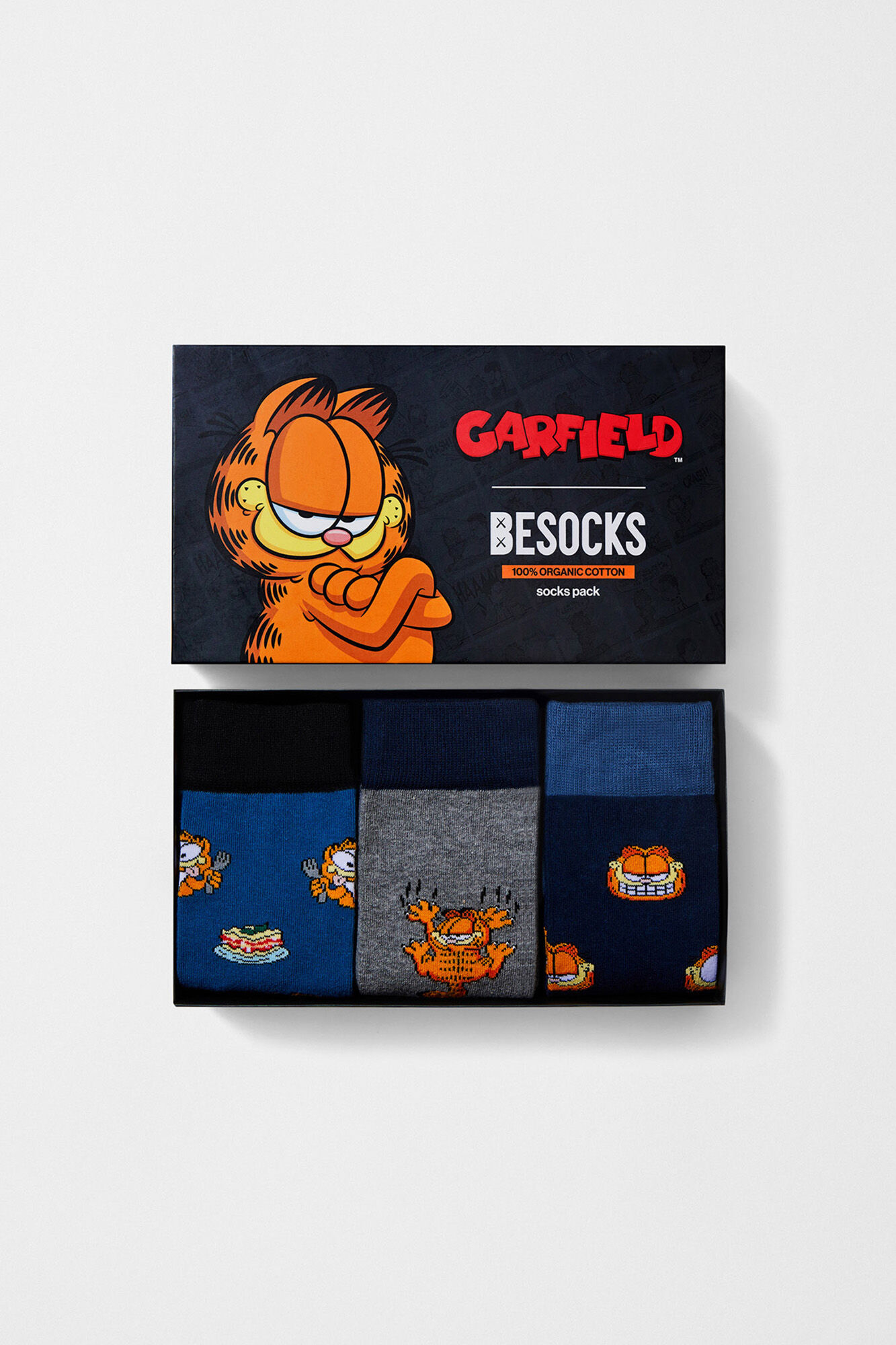 Besocks Pack 3 calcetines Garfield algod&oacute;n org&aacute;nico