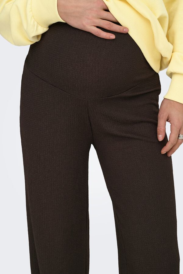 Only Maternity Cal&ccedil;a larga maternidade castanho