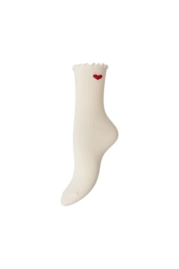 Pieces Bestickte Socken Braun
