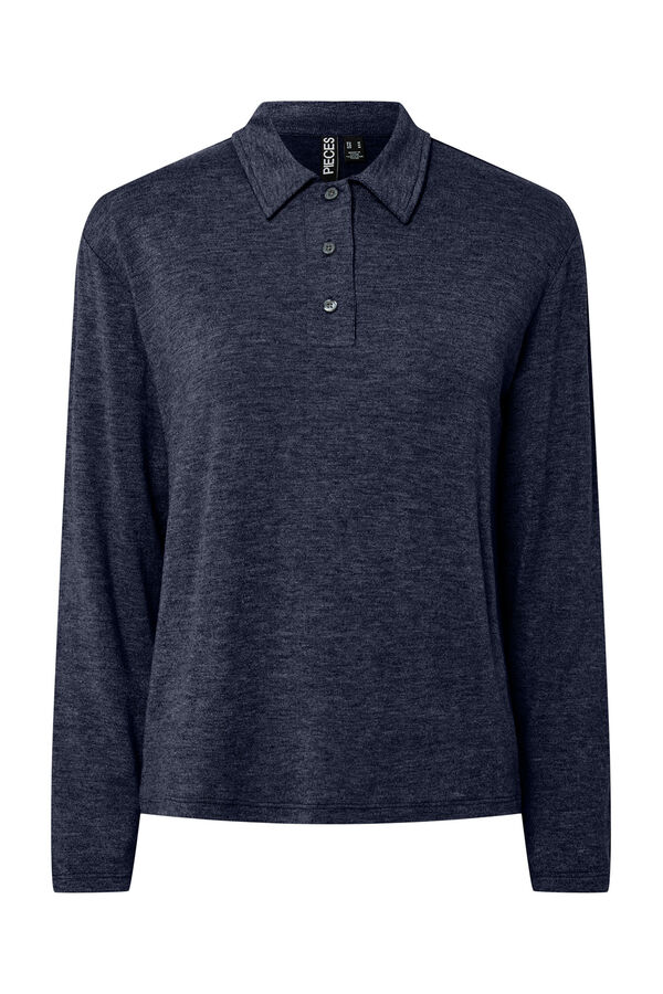 Pieces Jersey punto estilo polo para mujer azul