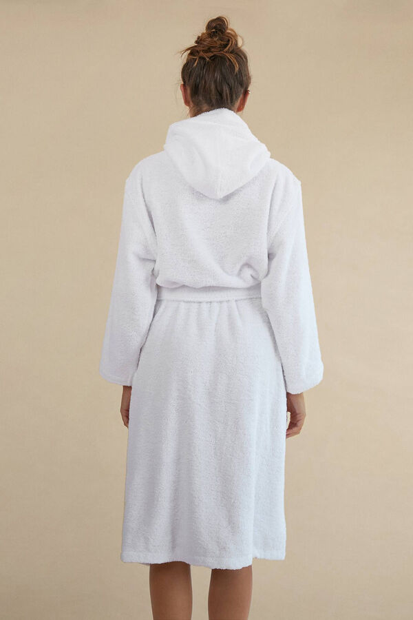 Womensecret Cotton hooded bathrobe fehér