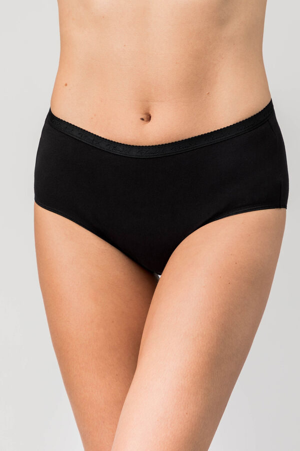 Playtex Pack de 2 bragas Midi de algod&oacute;n org&aacute;nico negro