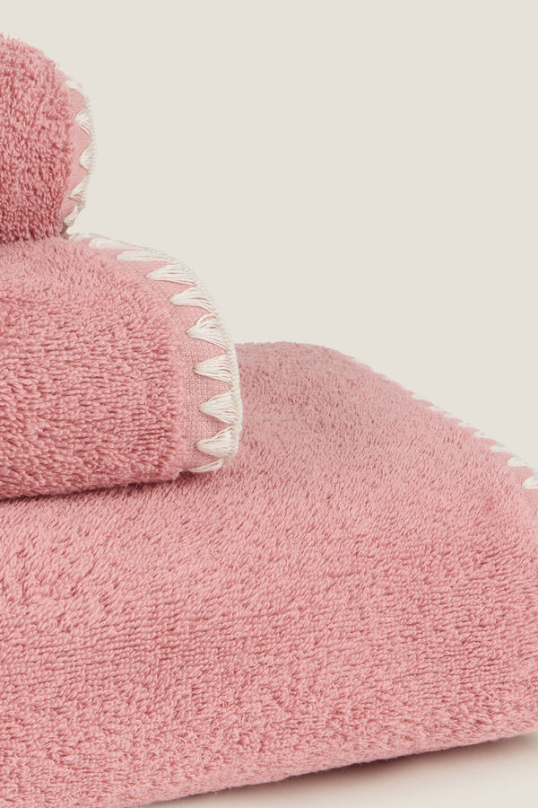 Textura Toalla ba&ntilde;o pespunte decorativo rosa