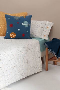 Womensecret Set Bettlaken und Kopfkissenbezug Kinder Baumwollperkal Sterne. Bett 80-90 cm. Weiß