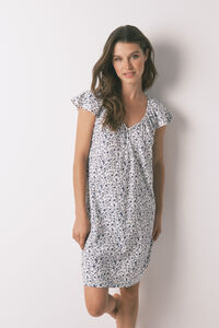 Women'secret Kratka spavaćica sa tamnokaki cvetovima