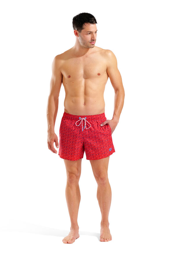 Arena Umbrella print beach swimwear red