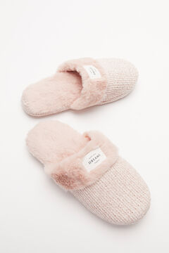 Womensecret Pink chenille slippers pink
