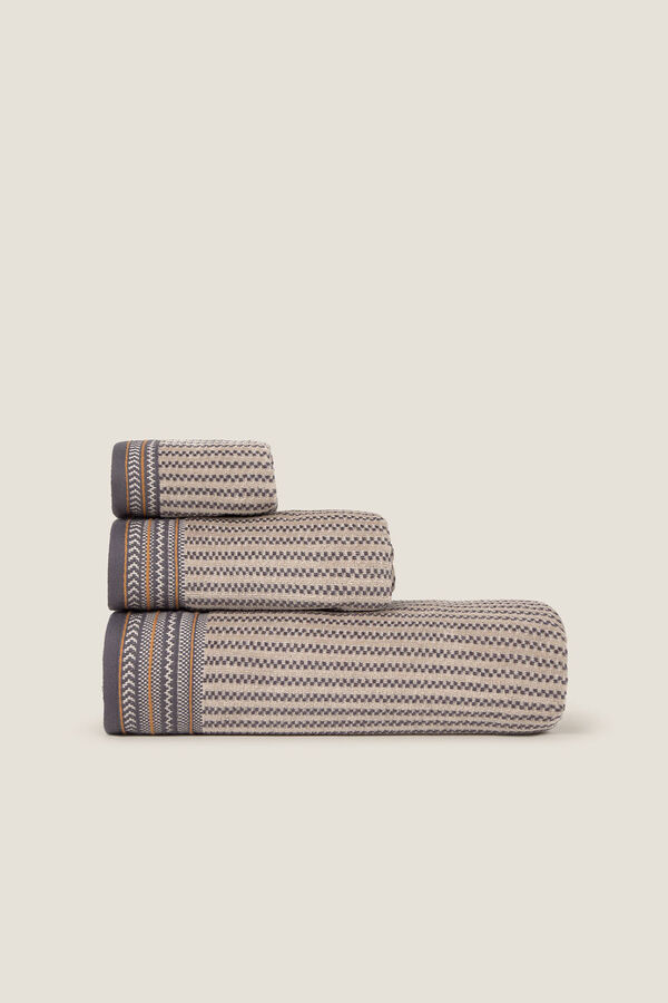 Textura Toalla rizo velour rayas gris