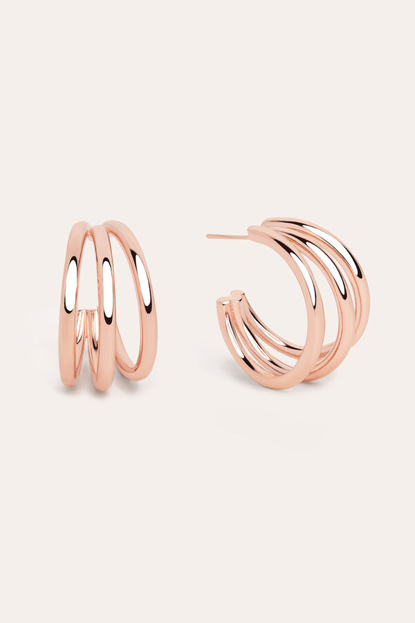 Womensecret Rose gold-plated triple hoop earrings pink