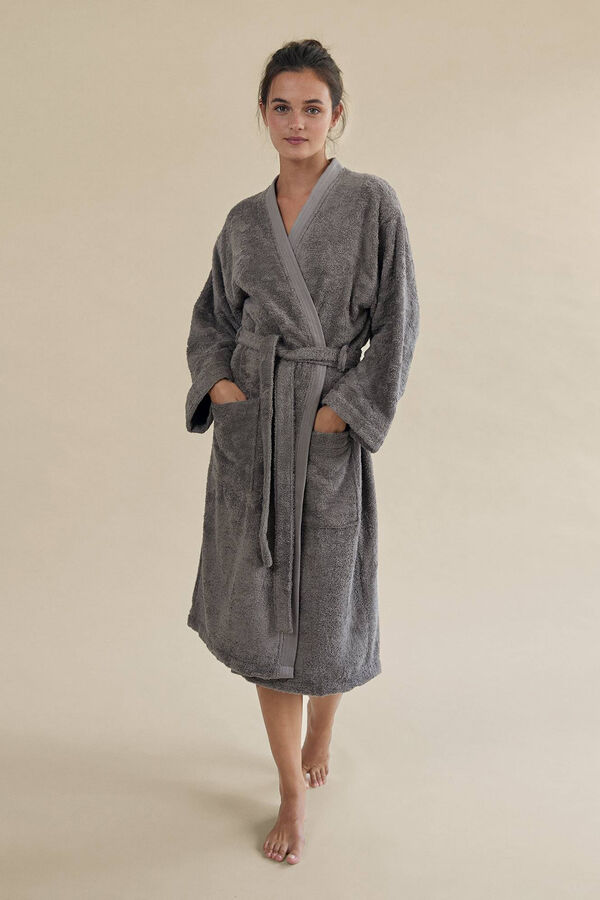 Womensecret Bamboo cotton towelling bathrobe grey