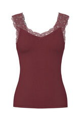 Pieces Top with lace detail red