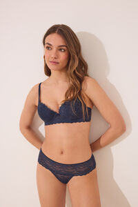 Women'secret Dark blue panty Brazilian wide lace