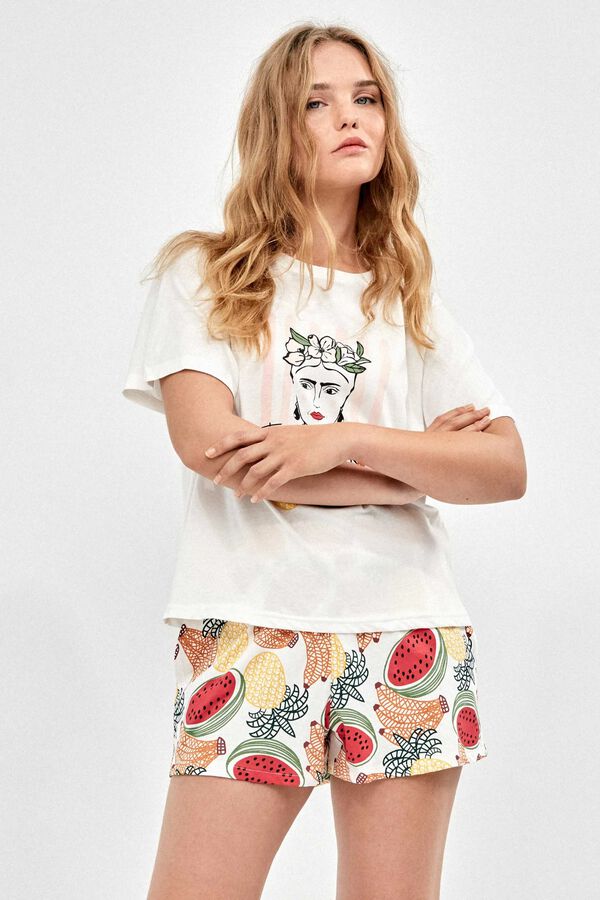 Gisela Pijama estampado colecci&oacute;n Frida blanco