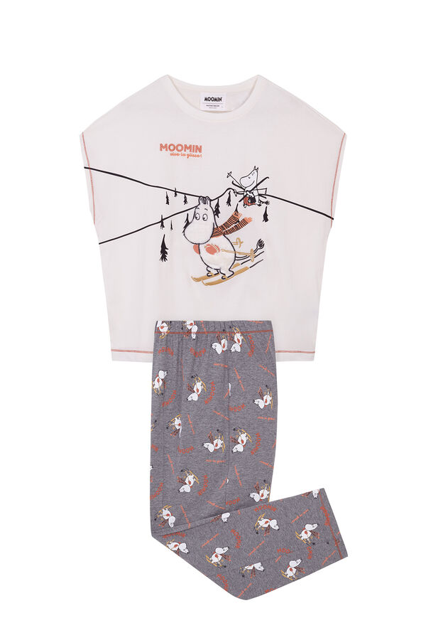 Womensecret Pijama Capri 100% algodón Moomin marfil