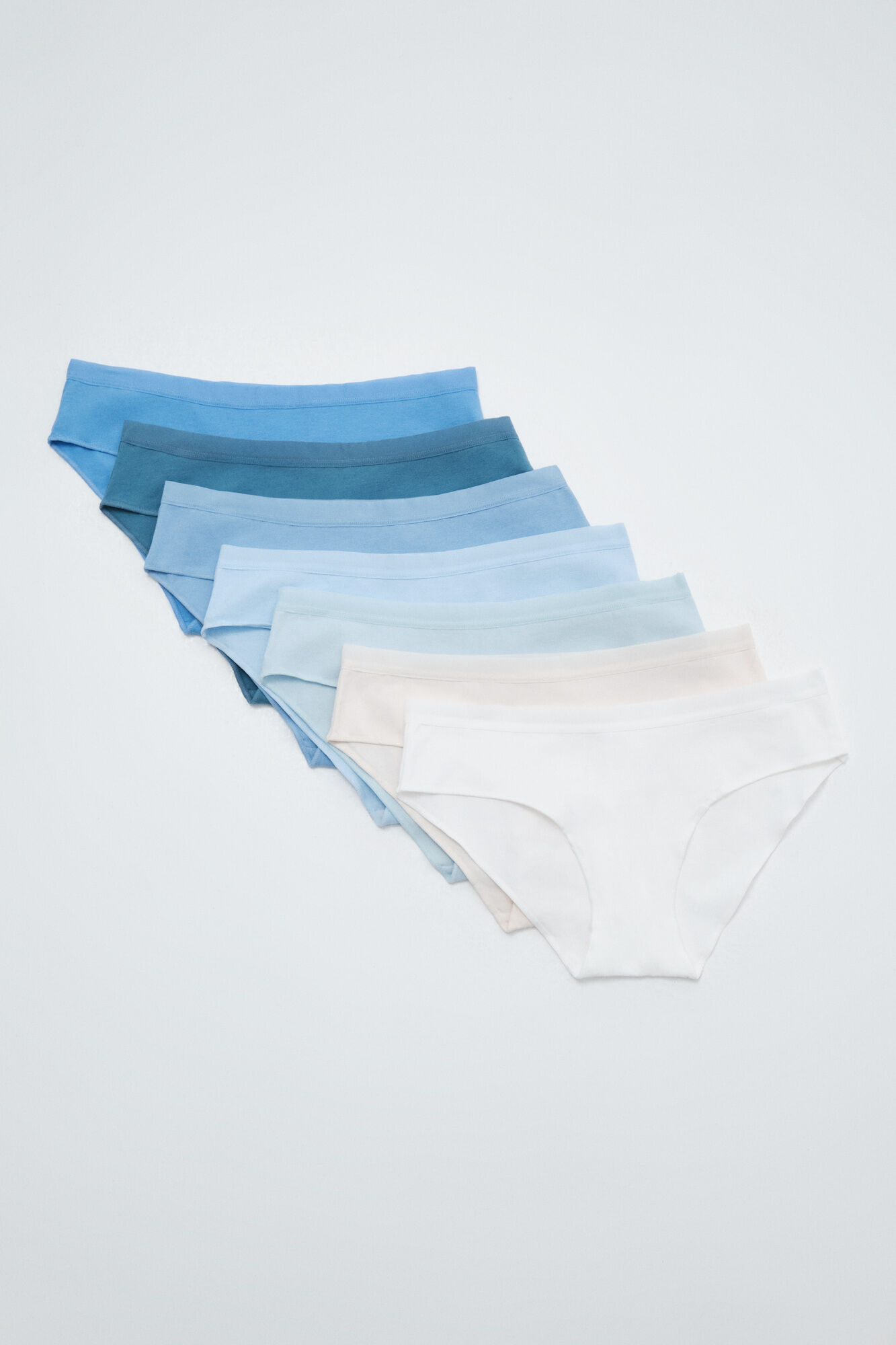 Women'secret Lot de 7 culottes larges en coton bleu