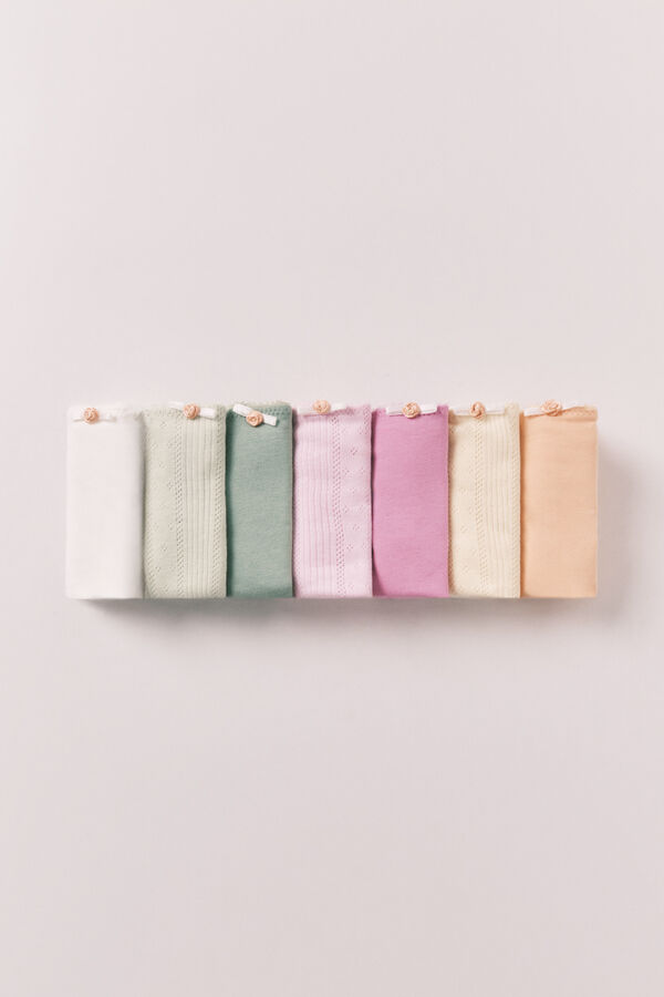 Women'secret Multicoloured cotton pointelle 7-pack thongs white