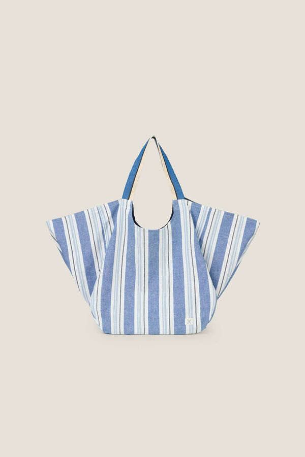 Womensecret Striped cotton bucket bag plava