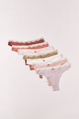 Women'secret Plain lace cotton 7-pack Brazilian panties nude