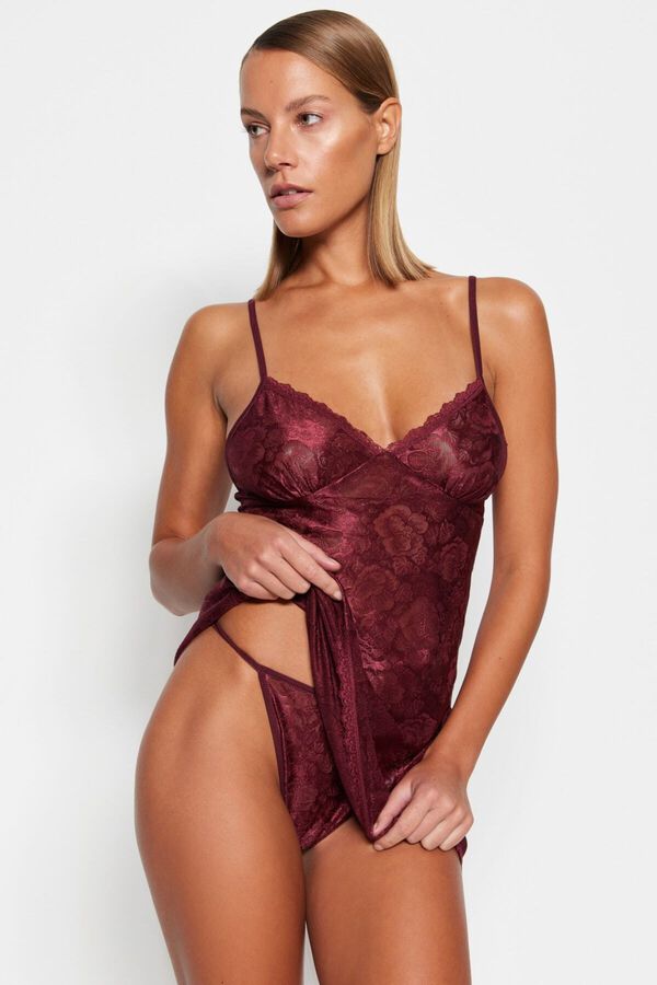 Trendyol Feminine Lace Detailed Nightgown printed