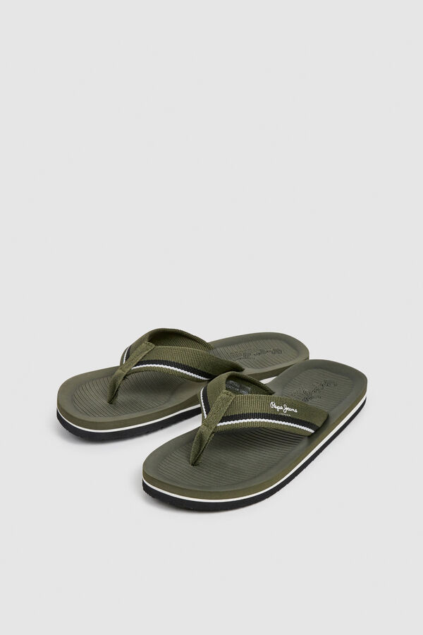 Pepe Jeans Striped two-tone fabric strap sandals printed