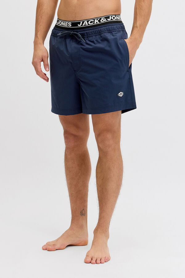 Jack & Jones Double waistband boxer style swimwear blue