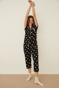 Womensecret Classic 100% cotton long black Snoopy pyjamas black