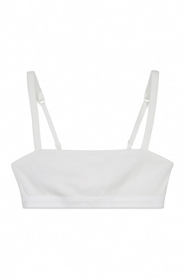 Women'secret Beli pamučni rebrasti grudnjak top Bež