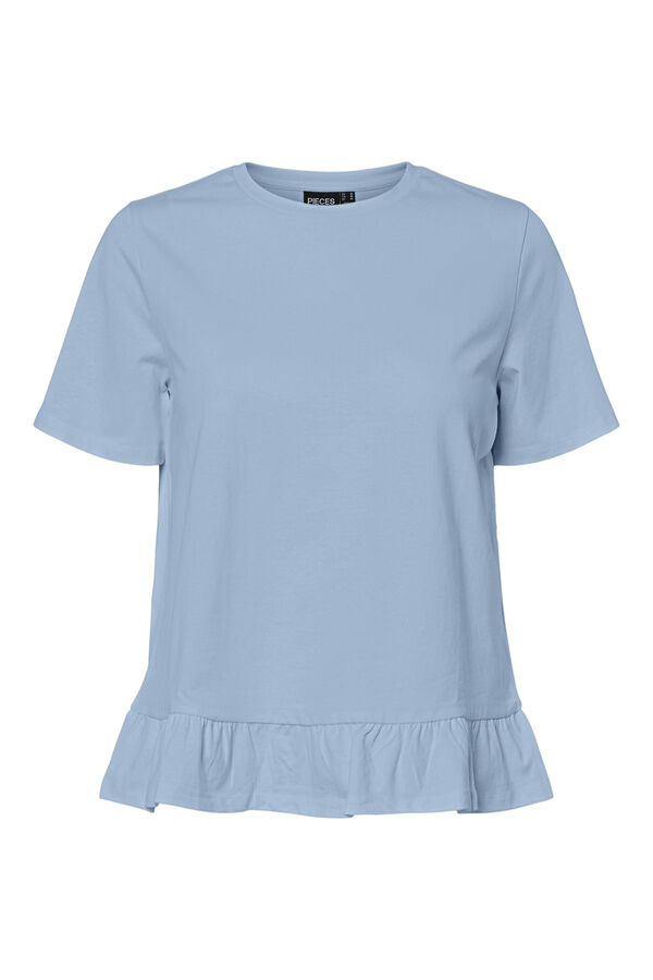 Pieces Volant-T-Shirt Blau