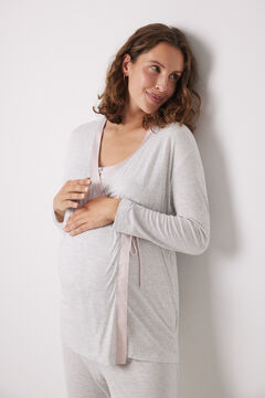 Womensecret Short gray viscose maternity robe grey