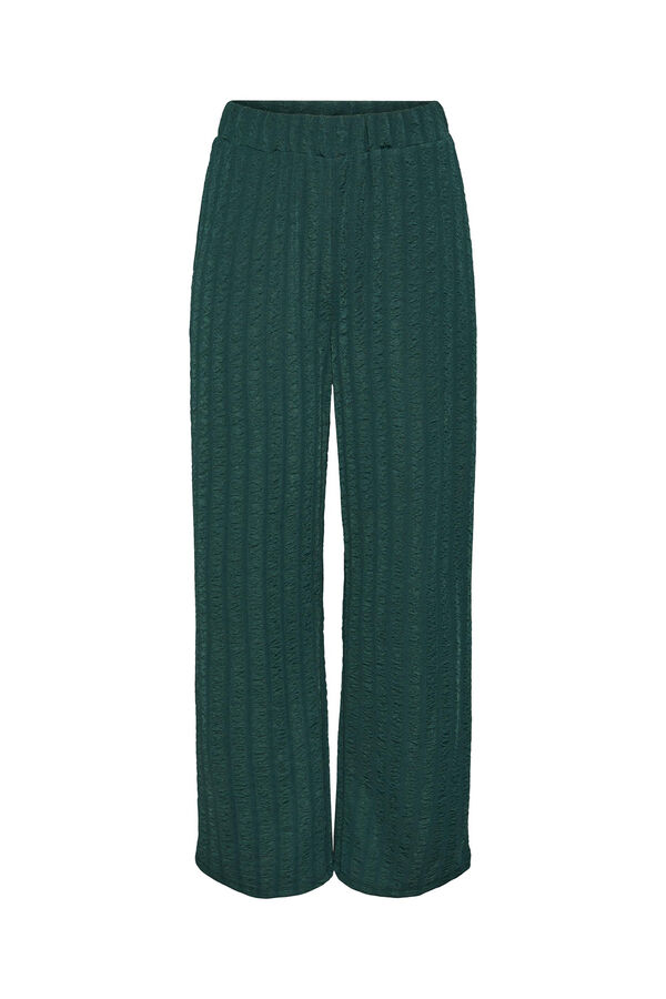 Womensecret Wide leg fluid trousers with an elasticated waistband. vert