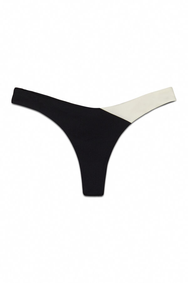Women'secret String de bikini color block noir et blanc noir