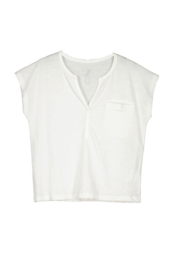 Womensecret Camiseta 100% algodón manga corta blanca marfil